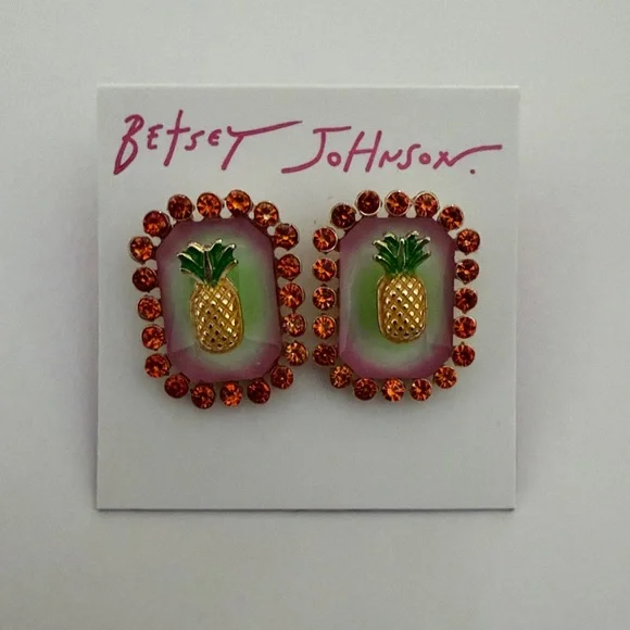 Betsey Johnson Backyard Stone Bib Collar Necklace, Ladybug & Pineapple Earrings - Picture 6 of 9